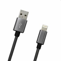 MobilNET Dátový a nabíjací kábel USB/Lightning, 2A, 1m, sivý foto
