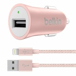 Autonabíjačka Belkin MIXIT 2.4A + kábel s lightning konektorom, Pink