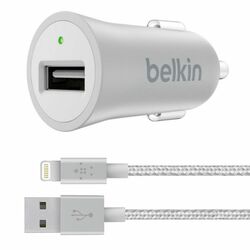 Autonabíjačka Belkin MIXIT 2.4A + kábel s lightning konektorom, Silver