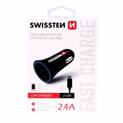 Autonabíjačka Swissten 2.4A s 2 x USBakábel Micro USB foto