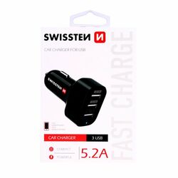 Autonabíjačka Swissten 5.2A s 3 USB vstupmi
