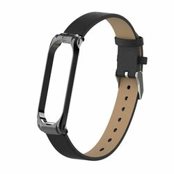 Kožený remienok pre Xiaomi MiBand 3/4, čierny