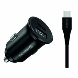 CL adaptér Swissten pre Samsung Super Fast Charging 25 W a kábel USB-C/USB-C 1,2 m, čierna