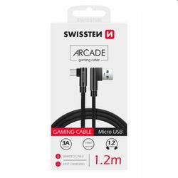 Dátový kábel Swissten USB/MICRO USB textilný s podporou rýchlonabíjania, čierny