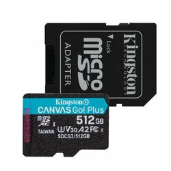 Kingston Canvas Go Plus Micro SDXC 512GB + SD adaptér, UHS-I U3 A2, Class 10 - rýchlosť 170/90 MB/s