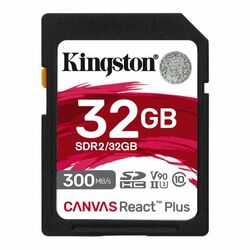 Kingston Canvas React Plus Secure Digital SDHC + čítačka, UHS-II U3 32GB | Class 10, rýchlosť 300/260MB/s (MLPR2/32GB)