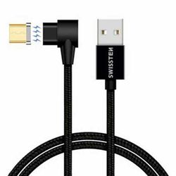 Magnetický dátový kábel Swissten Arcade textilný s Micro USB konektorom a podporou rýchlonabíjania, čierny