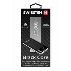 Swissten Black Core Slim Power Bank 30.000 mAh foto